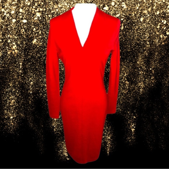 Esacada ‘Dzanna’ V-Neck Fitted Dress in ‘Lacquer’ NWT - Picture 1 of 14